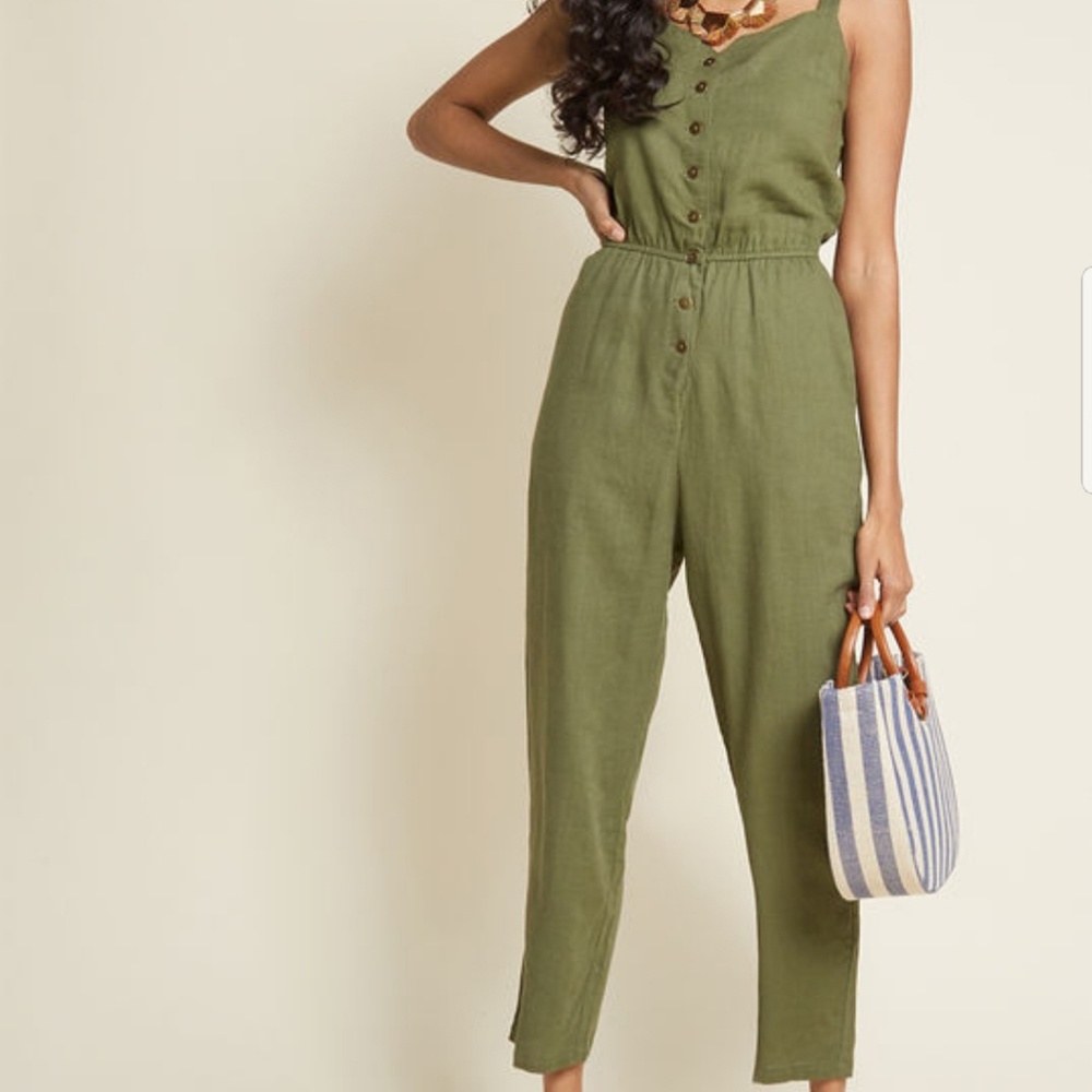 Modcloth | Every Waking Momentum Olive Jumpsuit S